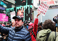 Political protests in Times Square, New York, Richard Moore